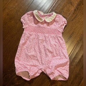 JoJo Maman Bébé 3-6M smocked collared baby bubble floral pink